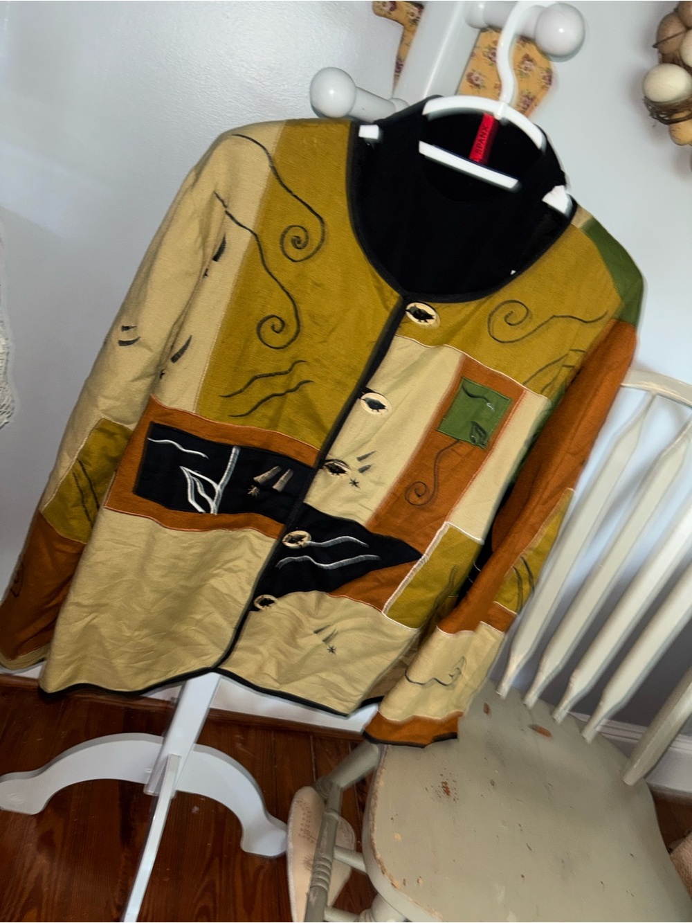 EARTH SEA & SKY. Sz 2X Abstract Patchwork woman’s  Jacket - Multicolor